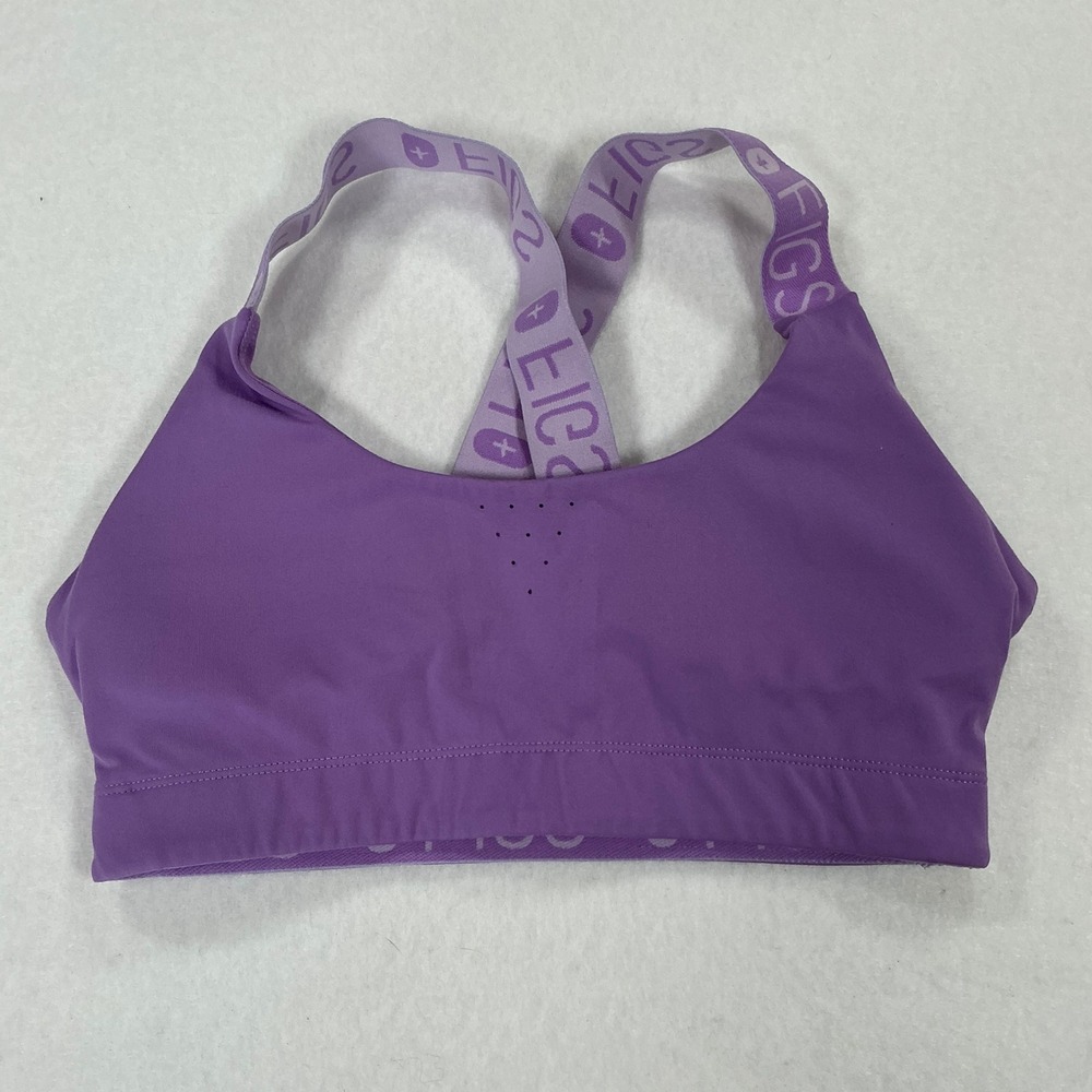 Figs Womens Purple Logo Strap Racerback Sports Bra W22KW1005 Size Small